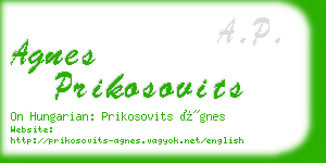 agnes prikosovits business card